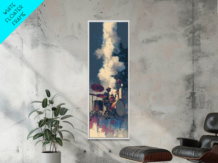 Drum Kit Silhouette Canvas Print, Music Studio Art, Music Gift, Studio Decor, Fine Art, Rhythm, Room Decor, Textured Painting, MSA-1x3-42