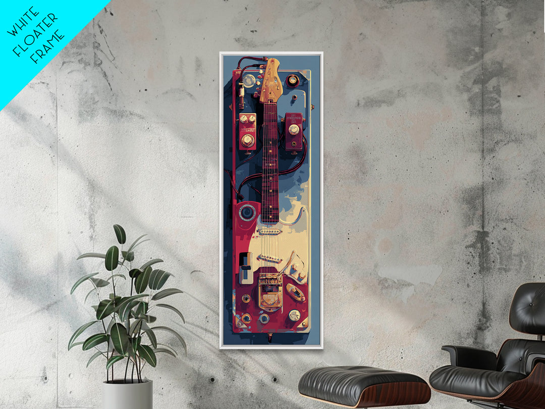 Electric Guitar Pedals and Cables Graphic Art Canvas Print, Music Studio Art, Fine Art Print, Studio Decor, Abstract Art, MSA-1x3-57