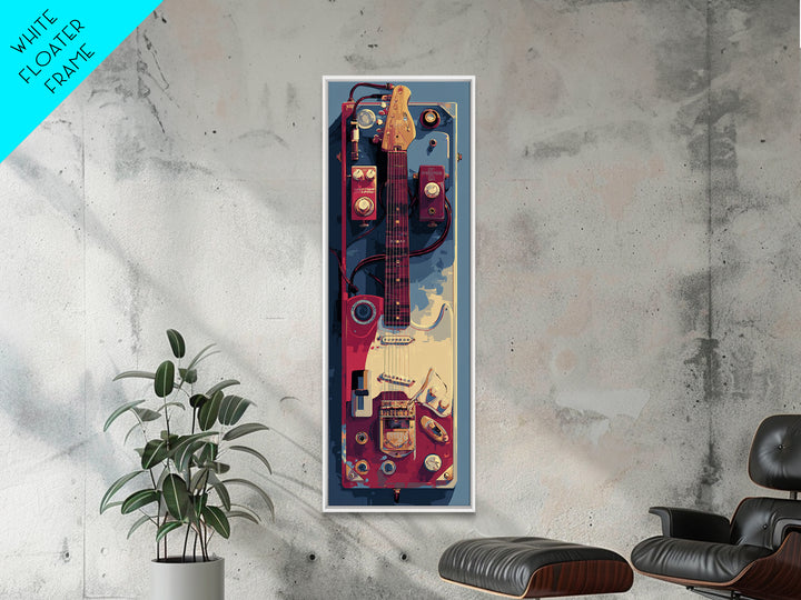 Electric Guitar Pedals and Cables Graphic Art Canvas Print, Music Studio Art, Fine Art Print, Studio Decor, Abstract Art, MSA-1x3-57