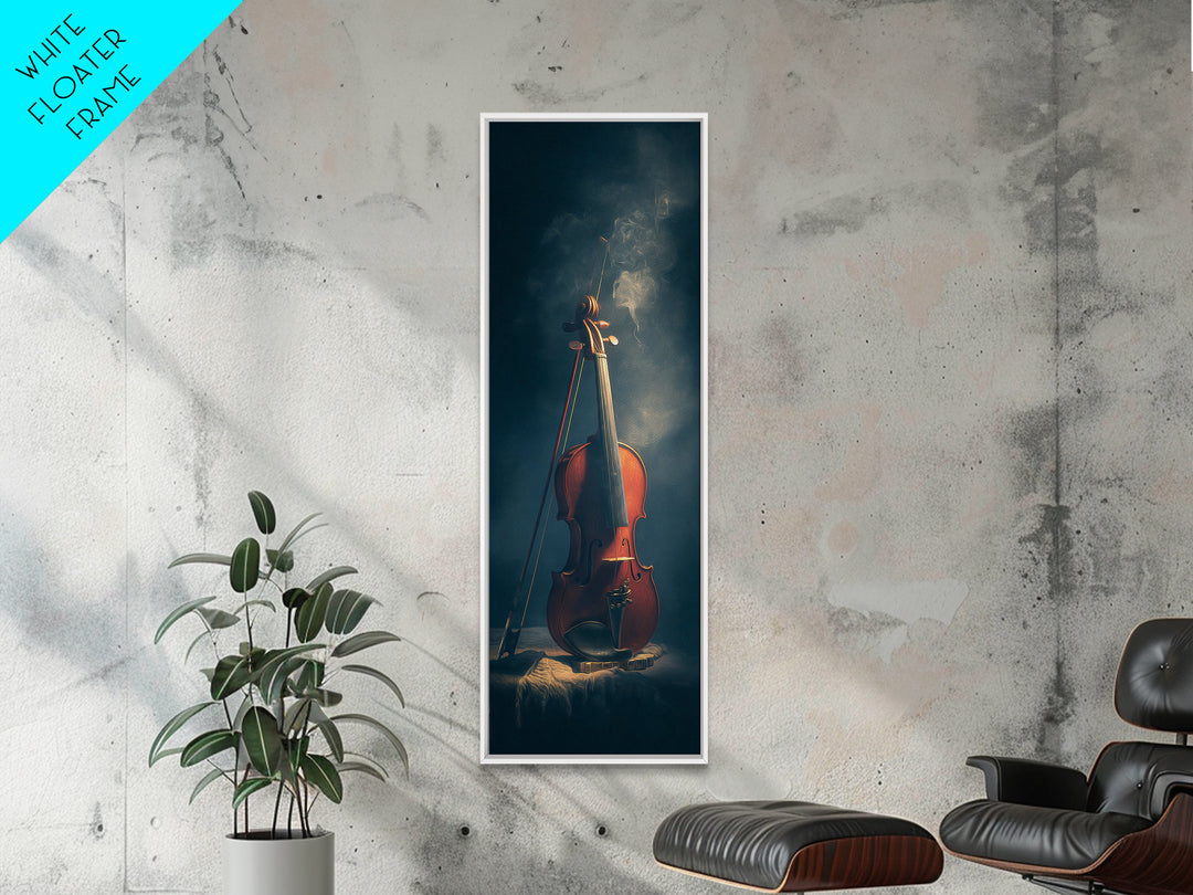 Violin and Bow Framed Canvas Print, Music Studio Art, Trendy Wall Art, Studio Decor, Oil Painting, Rhythm, Paul Mccartney, MSA-1x3-76