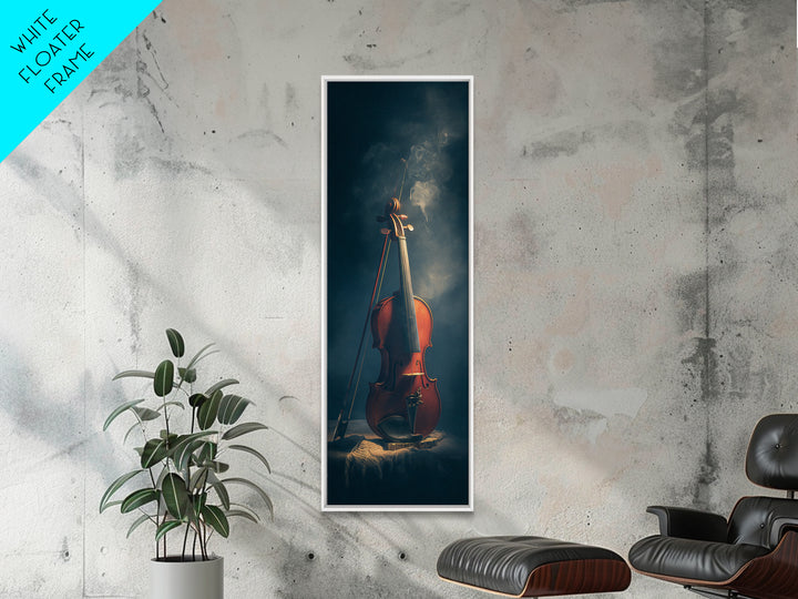 Violin and Bow Framed Canvas Print, Music Studio Art, Trendy Wall Art, Studio Decor, Oil Painting, Rhythm, Paul Mccartney, MSA-1x3-76