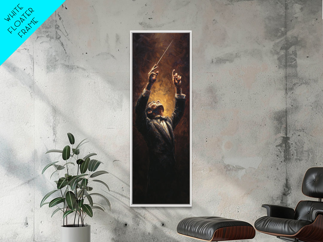 Orchestra Conductor Hands Framed Canvas Print, Music Studio Art, Music Wall Art, Studio Decor, Rhythm, Teen Room Decor, MSA-1x3-80