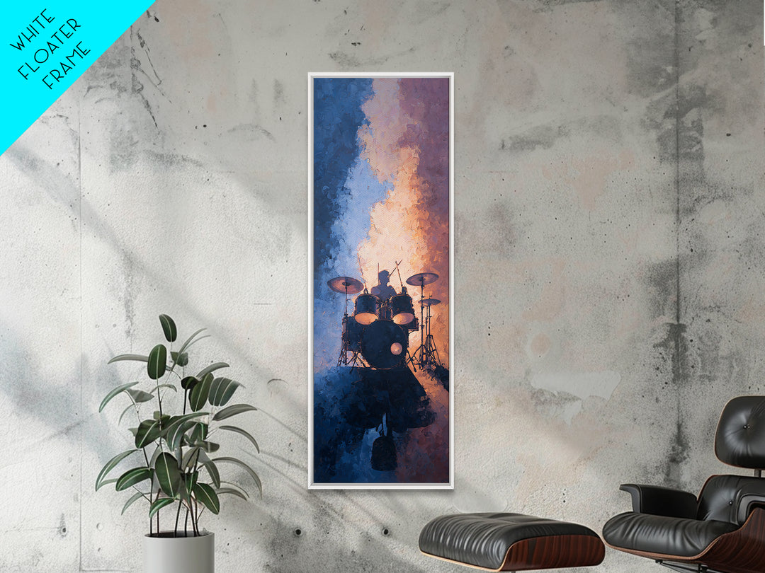 Drum Kit Silhouette Canvas Print, Music Studio Art, Studio Decor, Oil Painting, Rhythm, Digital Wall Art, Printable Art, MSA-1x3-90