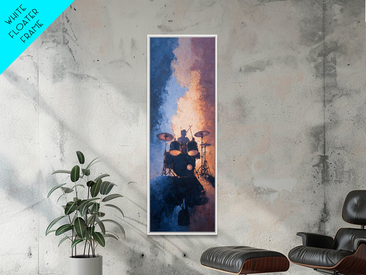 Drum Kit Silhouette Canvas Print, Music Studio Art, Studio Decor, Oil Painting, Rhythm, Digital Wall Art, Printable Art, MSA-1x3-90