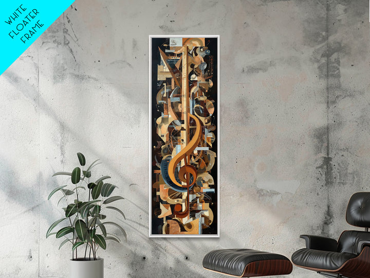 Musical Notes as Abstract Floating Shapes Without Framed Canvas Print, Music Studio Art, Music Posters, Studio Decor, Rhythm, MSA-1x3-96