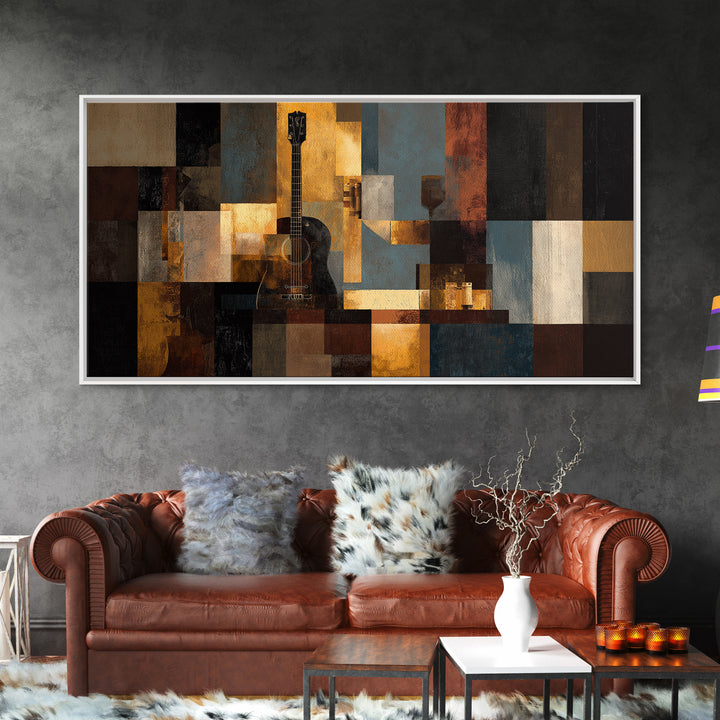 Album Cover Abstract Grid Framed Canvas Print, Music Studio Art, Fine Art Print, Studio Decor, Abstract Art, Rhythm, Wall Decor, MSA-2x1-14
