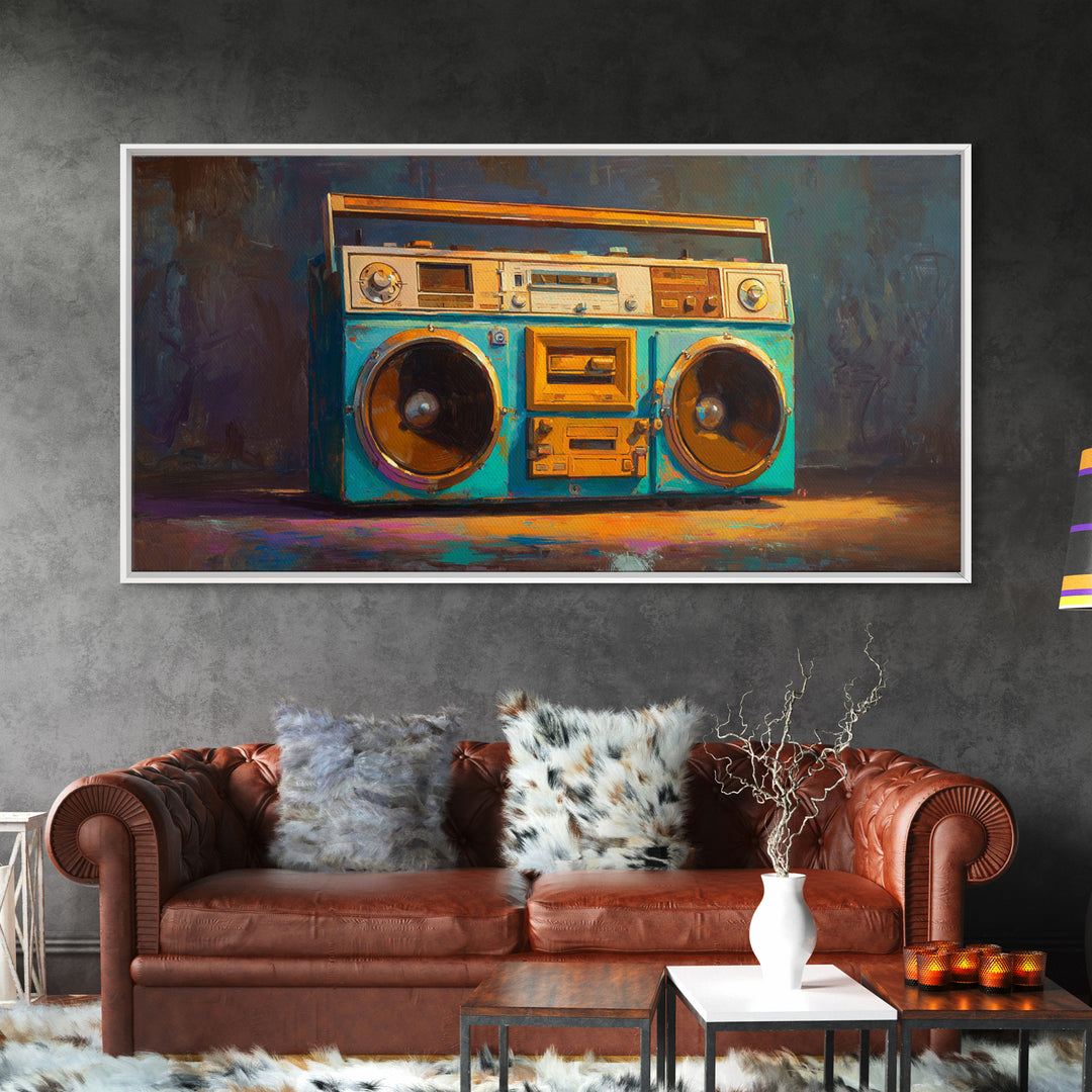 Hip Hop Boombox Framed Canvas Print, Music Studio Art, Minimalist Decor, Studio Decor, Fine Art, Rhythm, Scripture Wall Art, MSA-2x1-37