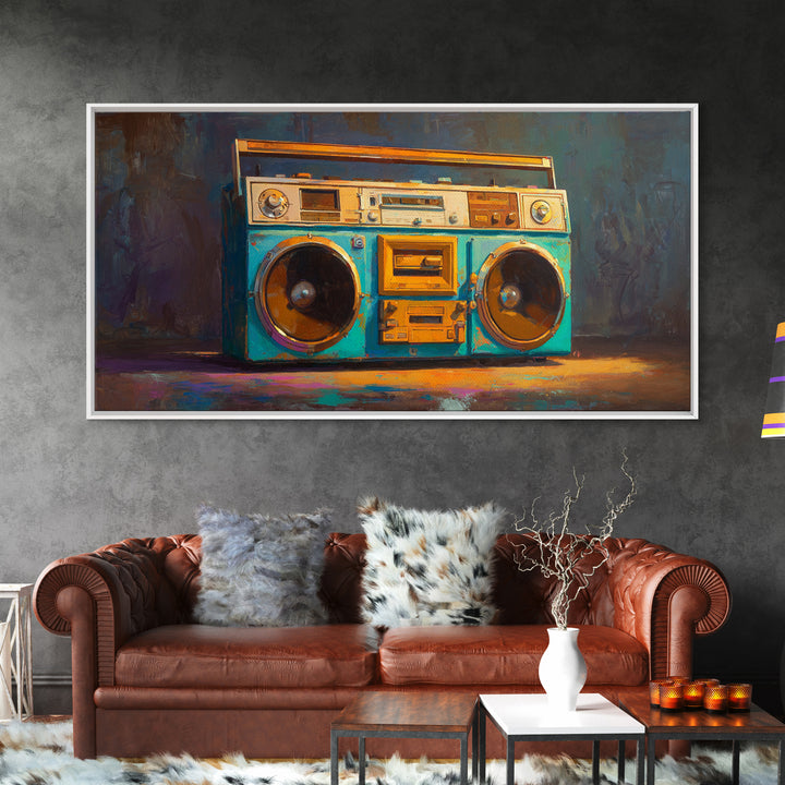Hip Hop Boombox Framed Canvas Print, Music Studio Art, Minimalist Decor, Studio Decor, Fine Art, Rhythm, Scripture Wall Art, MSA-2x1-37
