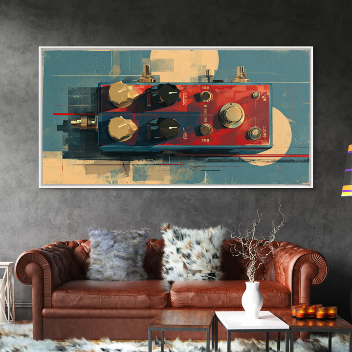 Electric Guitar Pedals and Cables Graphic Art Canvas Print, Music Studio Art, Contemporary Art, Studio Decor, Fine Art, Rhythm, MSA-2x1-41