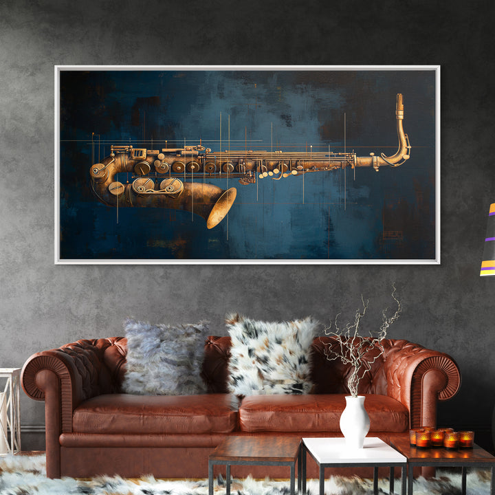 Abstract Rhythm Lines Like Painted Music Framed Canvas Print, Music Studio Art, Metal Wall Art, Studio Decor, Fine Art, Rhythm, MSA-2x1-43