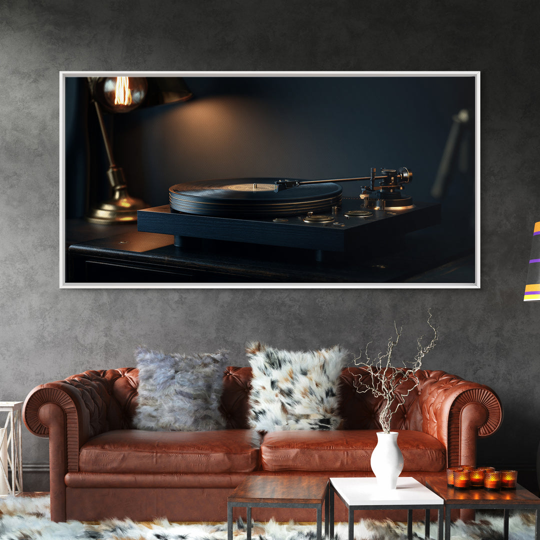 Vinyl Record and Turntable Still Life Canvas Print, Music Studio Art, Music Poster, Studio Decor, Oil Painting, Rhythm, MSA-2x1-47