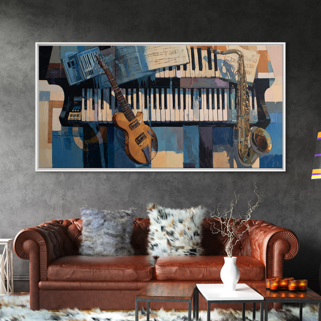 Piano Keys with Hands in Cinematic Shadow Canvas Print, Music Studio Art, Digital Wall Art, Studio Decor, Fine Art, Rhythm, MSA-2x1-49