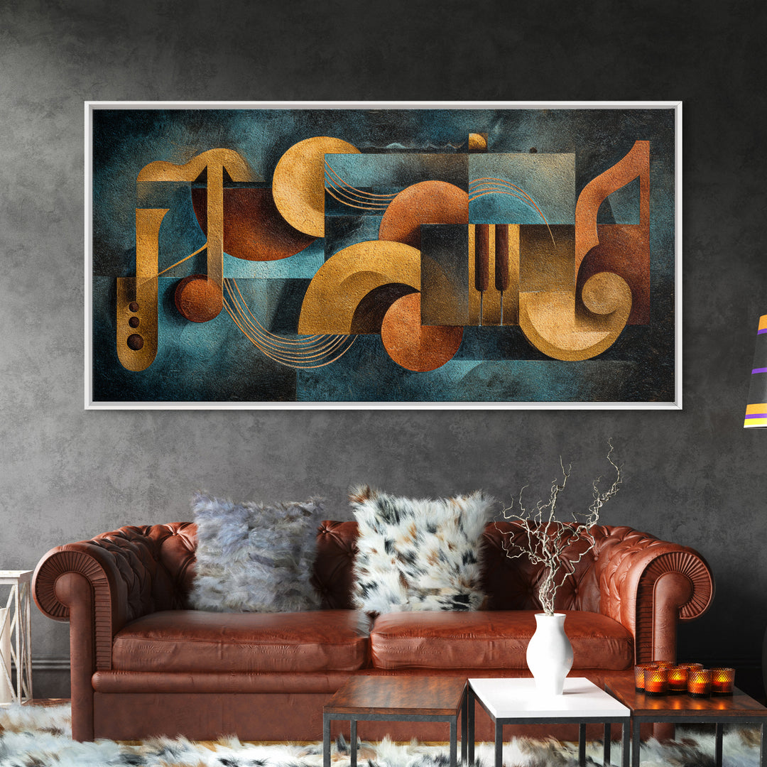 Musical Notes as Abstract Floating Shapes Without Canvas Print, Music Studio Art, Metal Wall Art, Studio Decor, Rhythm, MSA-2x1-56