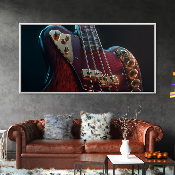 Bass Guitar Closeup Canvas Print, Music Studio Art, Music, Studio Decor, Rhythm, Digital Download Art, Painting from Photo, MSA-2x1-57
