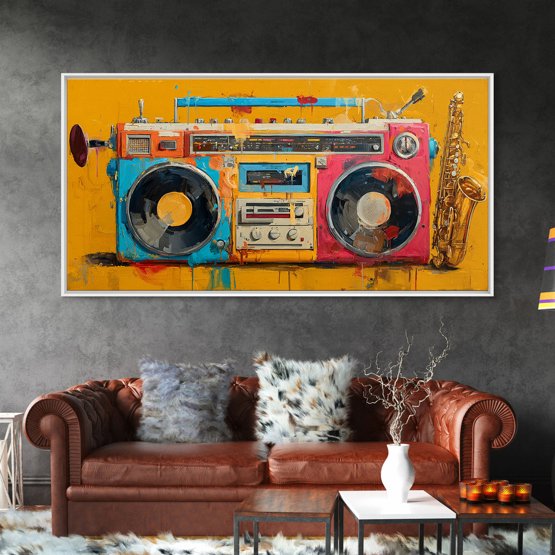 Hip Hop Boombox Canvas Print, Music Studio Art, Printable Wall Art, Studio Decor, Fine Art, Rhythm, Painting from Photo, MSA-2x1-61