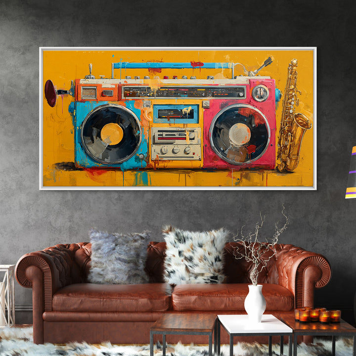 Hip Hop Boombox Canvas Print, Music Studio Art, Printable Wall Art, Studio Decor, Fine Art, Rhythm, Painting from Photo, MSA-2x1-61