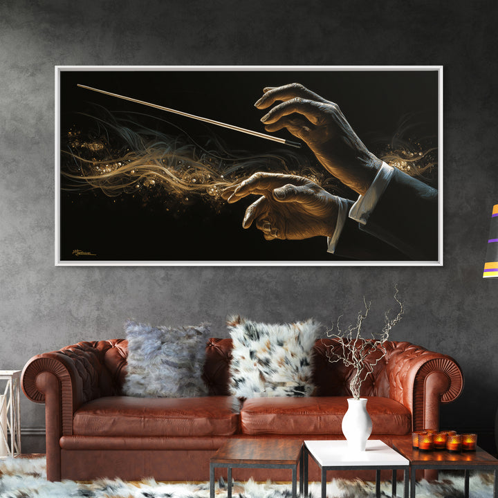 Orchestra Conductor Hands Canvas Print, Music Studio Art, Digital Wall Art, Studio Decor, Fine Art, Rhythm, Commission Painting, MSA-2x1-64