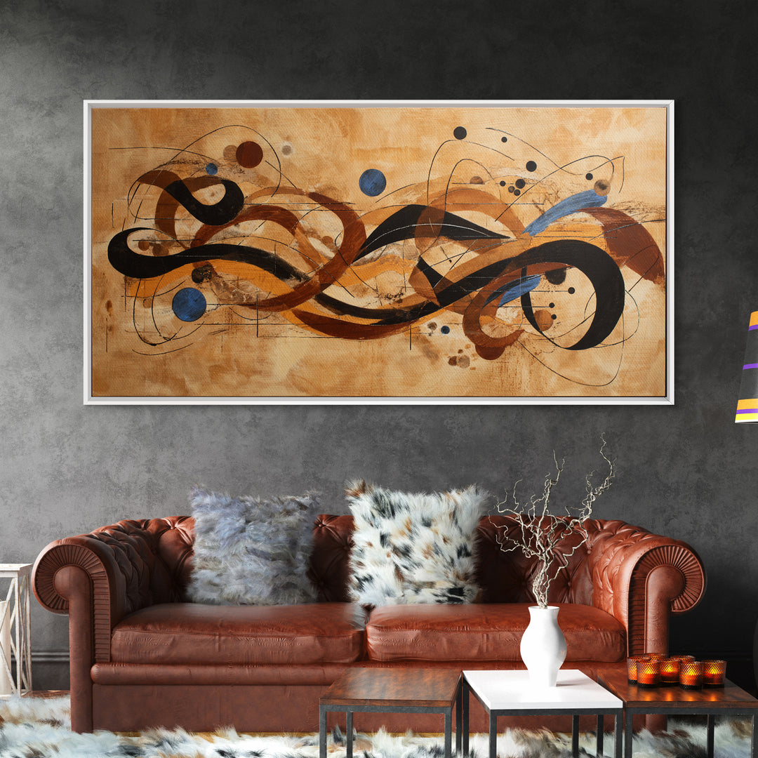 Abstract Rhythm Lines Like Painted Music Framed Canvas Print, Music Studio Art, Music Lover Gift, Studio Decor, Rhythm, MSA-2x1-67