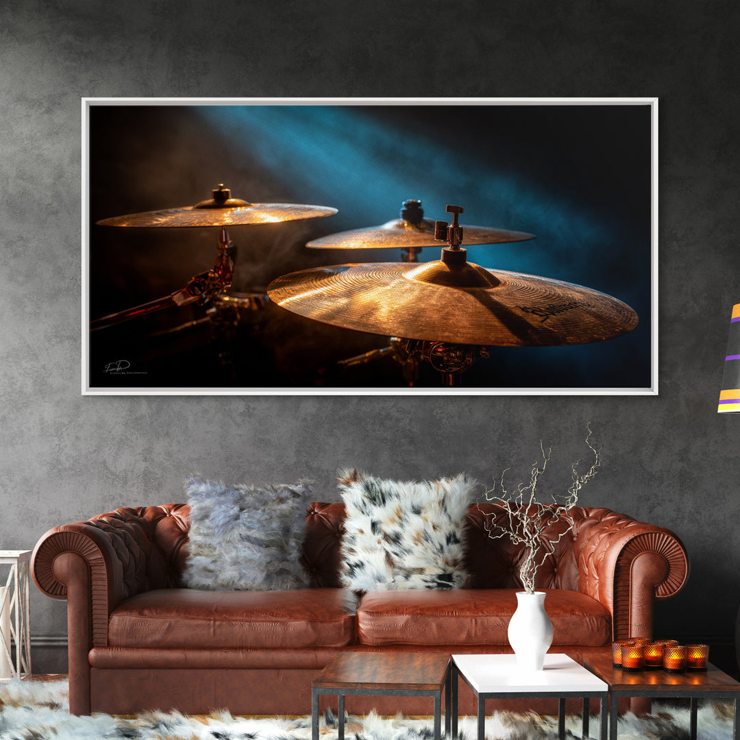 Gold Cymbal Closeup Canvas Print, Music Studio Art, Printable Art, Studio Decor, Watercolor Art, Rhythm, Music Art, MSA-2x1-68