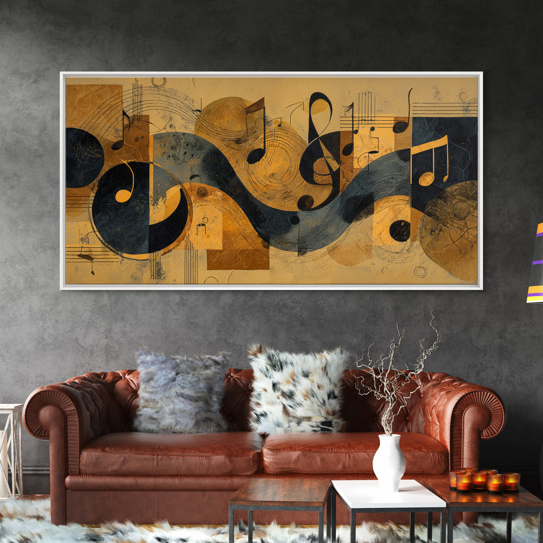 Musical Notes as Abstract Floating Shapes Without Canvas Print, Music Studio Art, Luxury Decor, Studio Decor, Rhythm, MSA-2x1-8