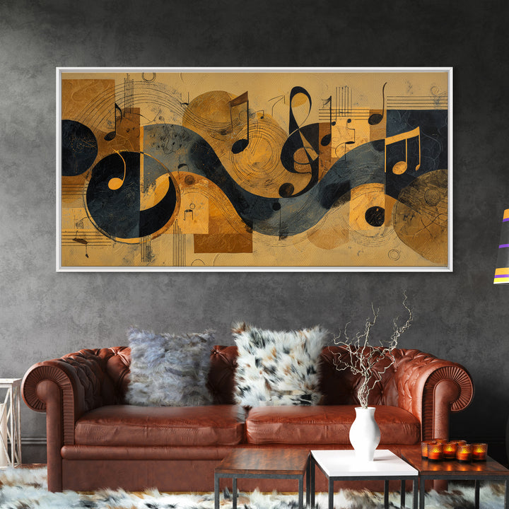 Musical Notes as Abstract Floating Shapes Without Canvas Print, Music Studio Art, Luxury Decor, Studio Decor, Rhythm, MSA-2x1-8