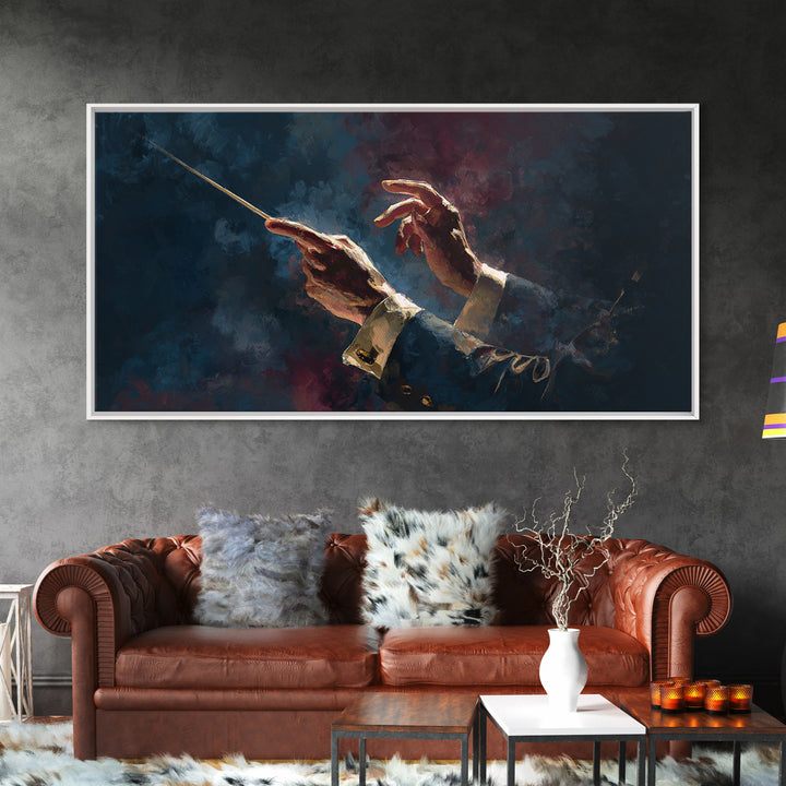 Orchestra Conductor Hands Framed Canvas Print, Music Studio Art, Trendy Wall Art, Studio Decor, Rhythm, Paul Mccartney, MSA-2x1-88
