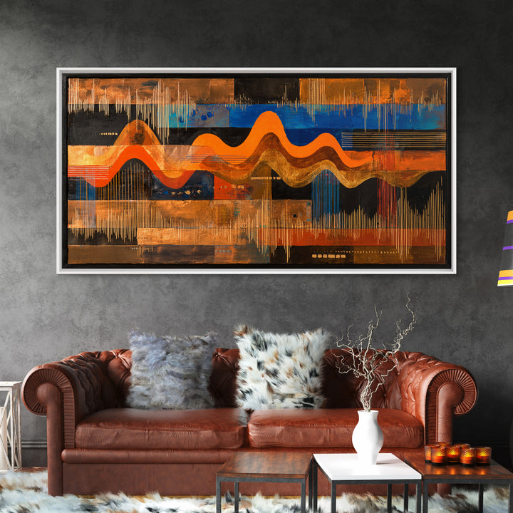 Abstract Sound Wave Framed Canvas Print, Music Studio Art, Music Art, Studio Decor, Rhythm, Modern Decor, Fine Art Print, MSA-2x1-96