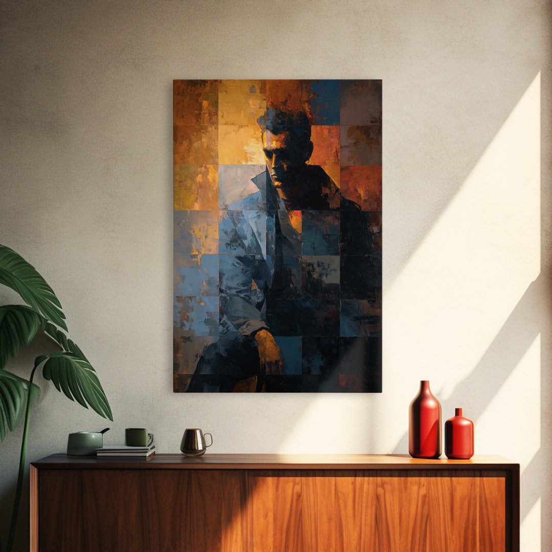 Album Cover Abstract Grid Framed Canvas Print, Music Studio Art, Boho Decor, Studio Decor, Fine Art, Rhythm, Printable Wall Art, MSA-2x3-2