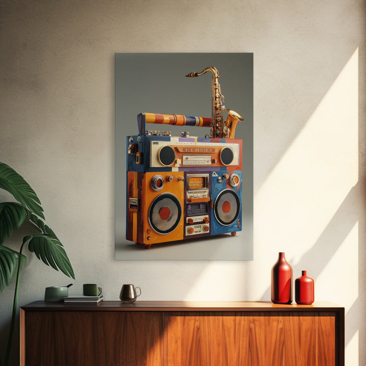 Hip Hop Boombox Canvas Print, Music Studio Art, Art Commission, Studio Decor, Rhythm, Watercolor Print, Commission Painting, MSA-2x3-49