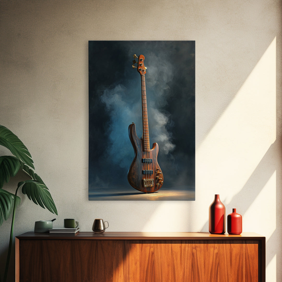 Bass Guitar Closeup Framed Canvas Print, Music Studio Art, Scripture Wall Art, Studio Decor, Fine Art, Rhythm, Travel Wall Art, MSA-2x3-69