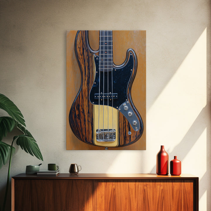 Bass Guitar Closeup Framed Canvas Print, Music Studio Art, Scripture Wall Art, Studio Decor, Fine Art, Rhythm, Travel Wall Art, MSA-2x3-93