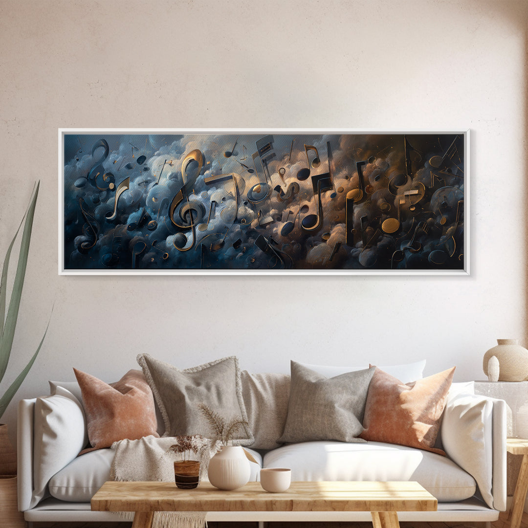 Musical Notes as Abstract Floating Shapes Without Canvas Print, Music Studio Art, Modern Decor, Studio Decor, Fine Art, Rhythm, MSA-3x1-100
