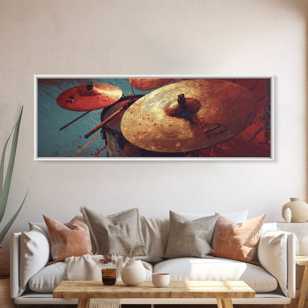 Gold Cymbal Closeup Canvas Print, Music Studio Art, Commission Painting, Studio Decor, Fine Art, Rhythm, Neutral Decor, MSA-3x1-16