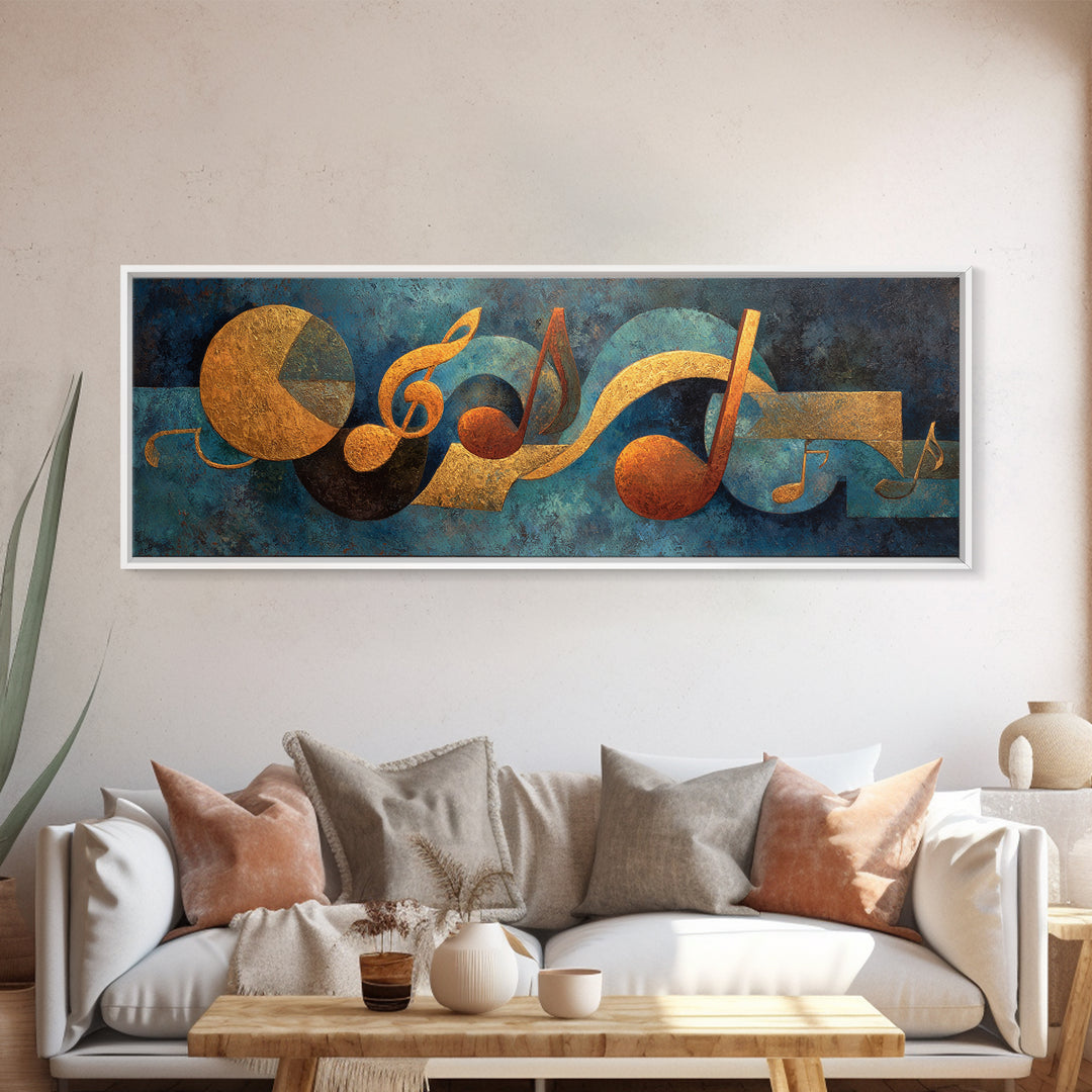 Musical Notes as Abstract Floating Shapes Without Canvas Print, Music Studio Art, Music Lover Gift, Studio Decor, Rhythm, MSA-3x1-28