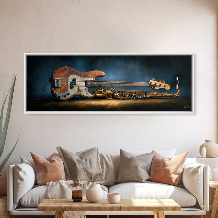 Bass Guitar Closeup Framed Canvas Print, Music Studio Art, Music Art, Studio Decor, Rhythm, Modern Decor, Fine Art Print, MSA-3x1-53