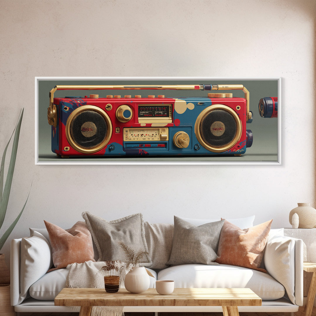 Hip Hop Boombox Framed Canvas Print, Music Studio Art, Man Cave Decor, Studio Decor, Fine Art, Rhythm, Fine Art Print, MSA-3x1-57