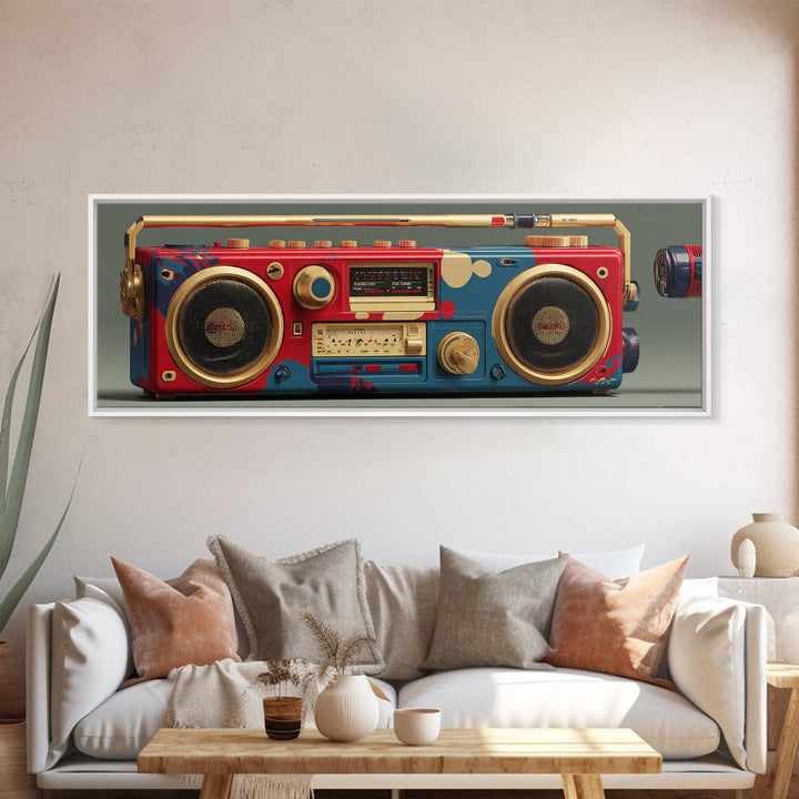 Hip Hop Boombox Framed Canvas Print, Music Studio Art, Man Cave Decor, Studio Decor, Fine Art, Rhythm, Fine Art Print, MSA-3x1-57