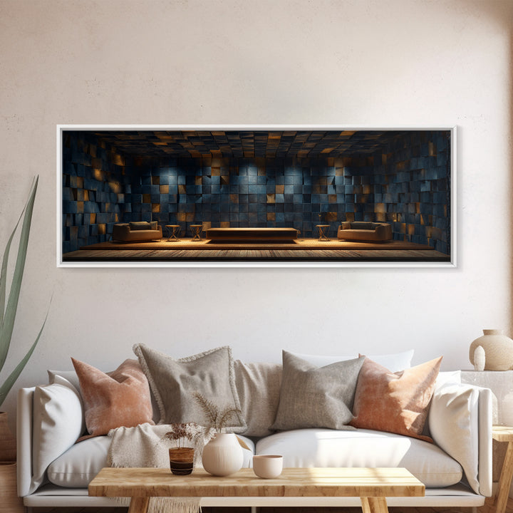 Soundproof Foam Pattern Transformed into Art Framed Canvas Print, Music Studio Art, Wall Art, Studio Decor, Fine Art, Rhythm, MSA-3x1-59