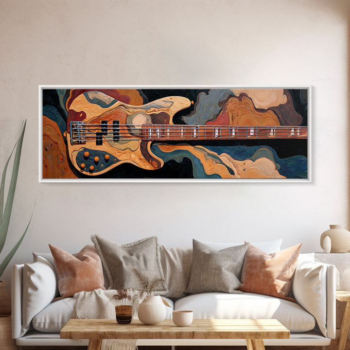 Bass Guitar Closeup Framed Canvas Print, Music Studio Art, Music Art, Studio Decor, Rhythm, Modern Decor, Fine Art Print, MSA-3x1-77