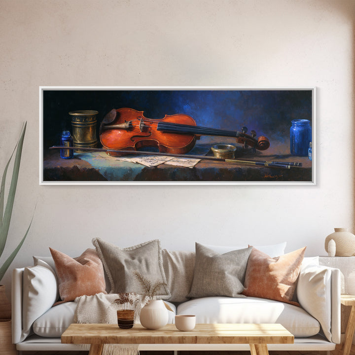 Violin and Bow Canvas Print, Music Studio Art, Wall Decor, Studio Decor, Rhythm, Wall Art Printable, Digital Download Art, MSA-3x1-80