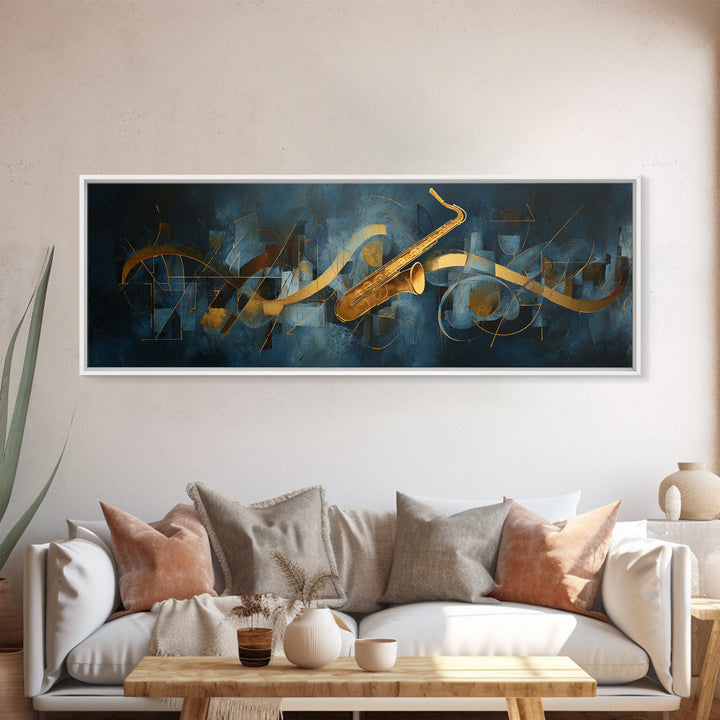 Abstract Rhythm Lines Like Painted Music Framed Canvas Print, Music Studio Art, Digital Wall Art, Studio Decor, Abstract Art, MSA-3x1-87