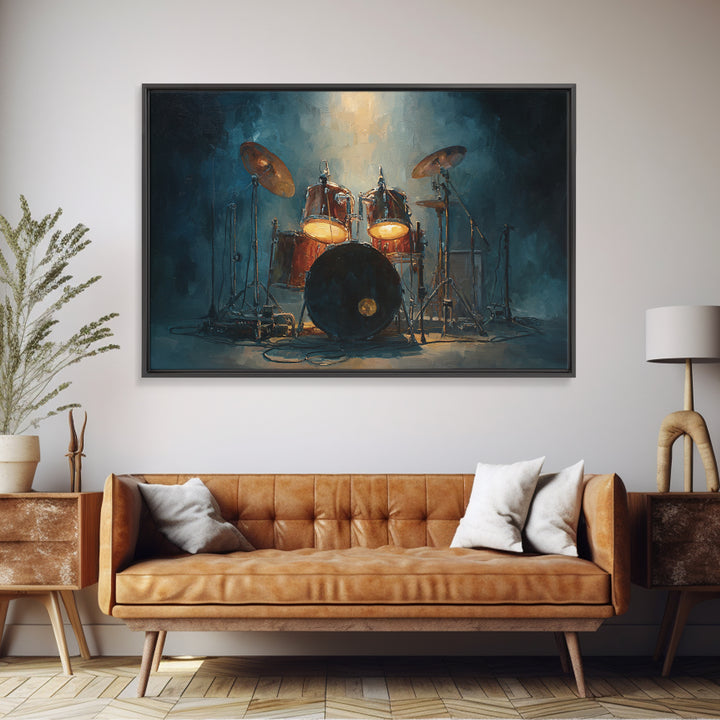 Drum Kit Silhouette Framed Canvas Print, Music Studio Art, Music Poster, Studio Decor, Fine Art, Rhythm, Personalized Art, MSA-3x2-10