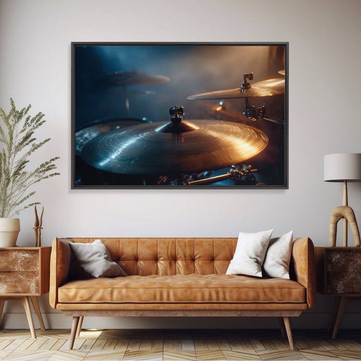 Gold Cymbal Closeup Framed Canvas Print, Music Studio Art, Fine Art Print, Studio Decor, Oil Painting, Rhythm, Wall Decor, MSA-3x2-100