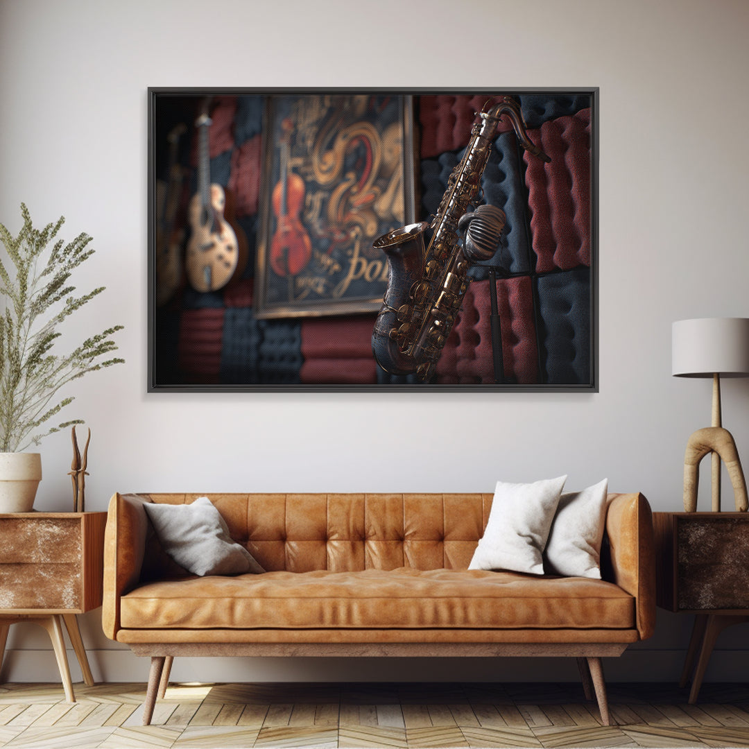 Soundproof Foam Pattern Transformed into Art Framed Canvas Print, Music Studio Art, Painting from Photo, Studio Decor, Rhythm, MSA-3x2-23