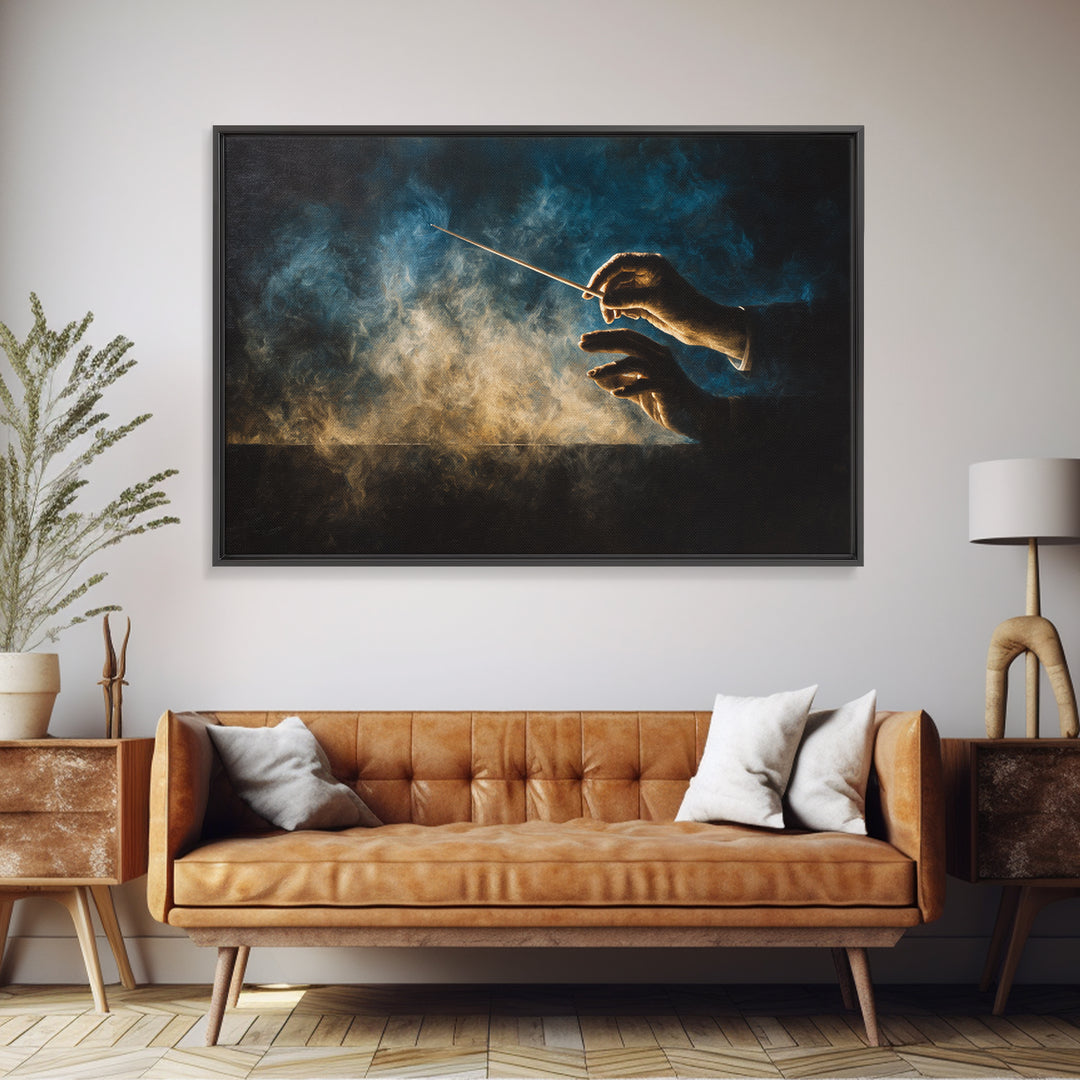 Orchestra Conductor Hands Framed Canvas Print, Music Studio Art, Digital Download Art, Studio Decor, Fine Art, Rhythm, MSA-3x2-24
