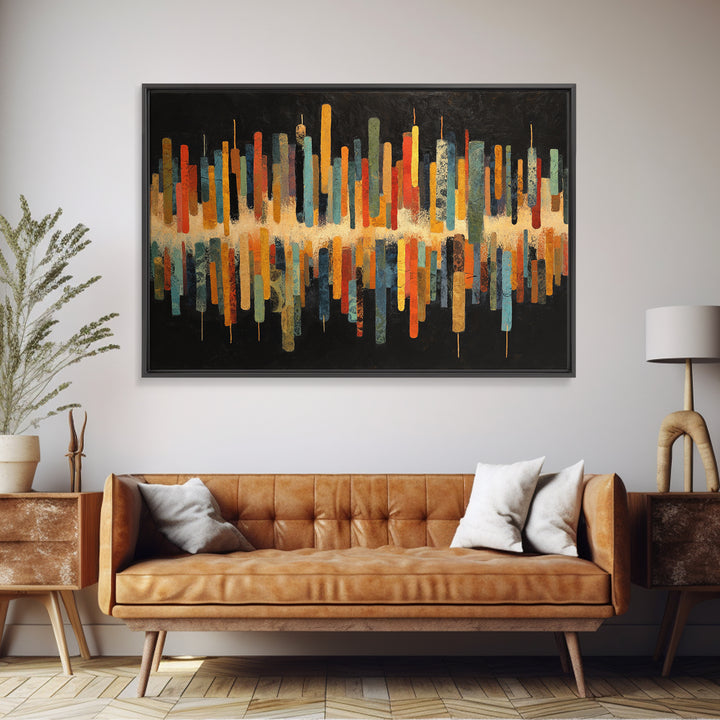 Abstract Rhythm Lines Like Painted Music Framed Canvas Print, Music Studio Art, Commission Painting, Studio Decor, Rhythm, MSA-3x2-27