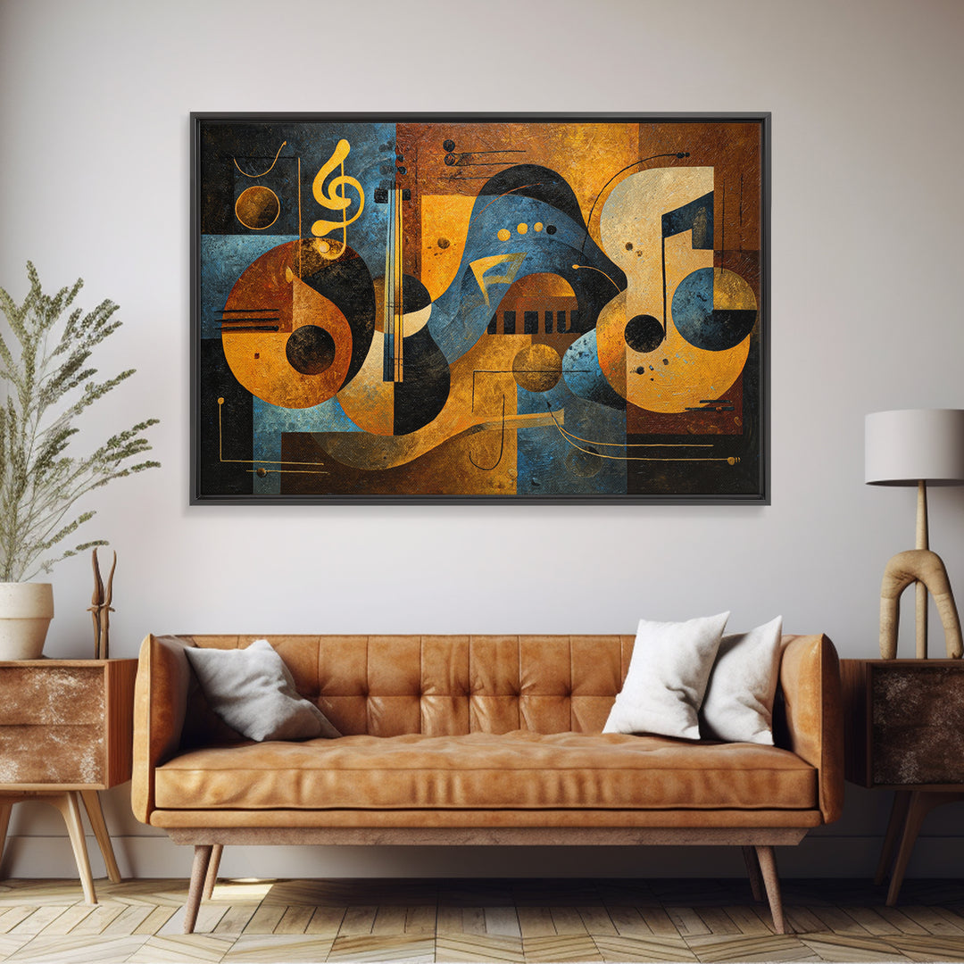 Musical Notes as Abstract Floating Shapes Without Canvas Print, Music Studio Art, Commission Painting, Studio Decor, Rhythm, MSA-3x2-40