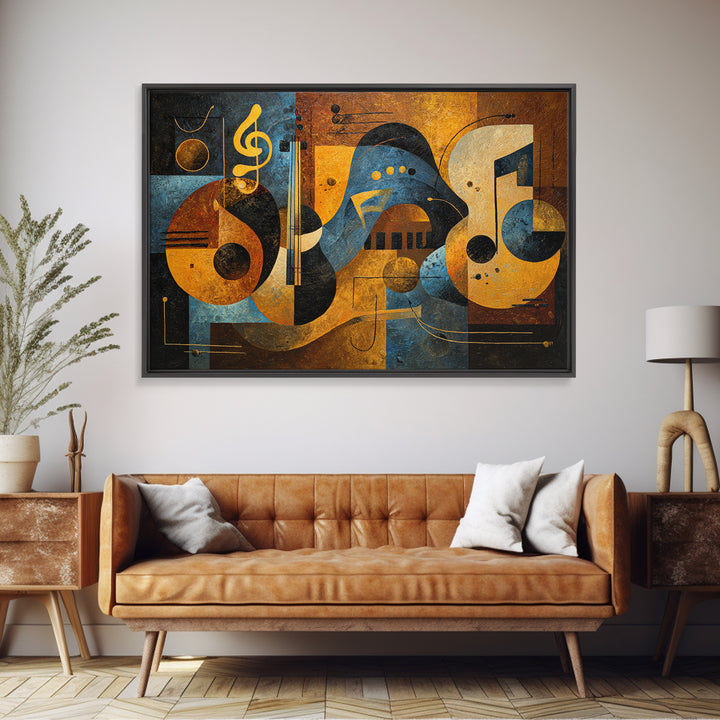 Musical Notes as Abstract Floating Shapes Without Canvas Print, Music Studio Art, Commission Painting, Studio Decor, Rhythm, MSA-3x2-40