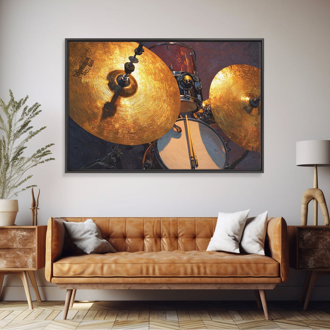 Gold Cymbal Closeup Canvas Print, Music Studio Art, Painting from Photo, Studio Decor, Abstract Art, Rhythm, MSA-3x2-52