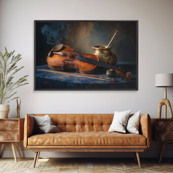 Violin and Bow Canvas Print, Music Studio Art, Neutral Decor, Studio Decor, Fine Art, Rhythm, Wall Art, Home Decor, Wall Decor, MSA-3x2-68